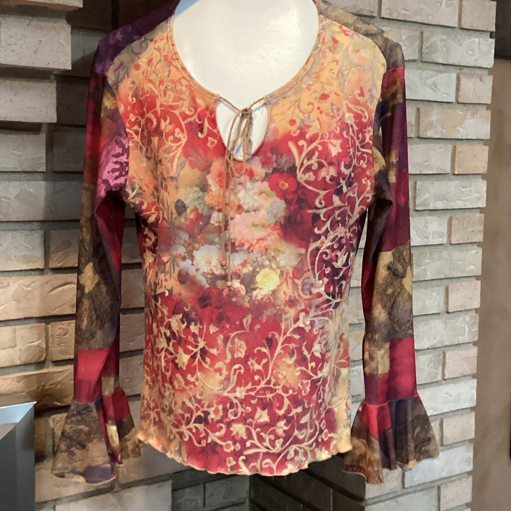 Lia boho bohemian Floral abstract Long Sleeve Top